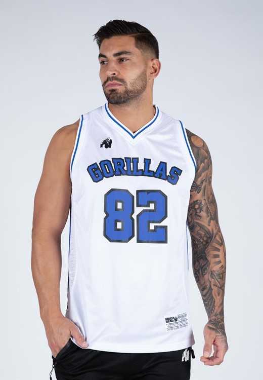 San Mateo Jersey Tank Top - White/Blue - S