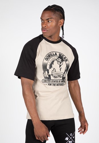 Logan Oversized T-Shirt - Beige/Black - S