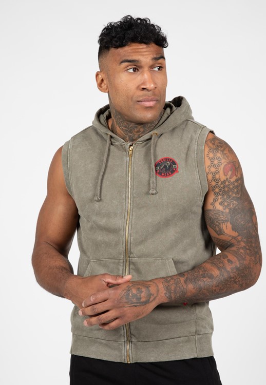 Silverdale Sleeveless Hoodie - Army Green - L
