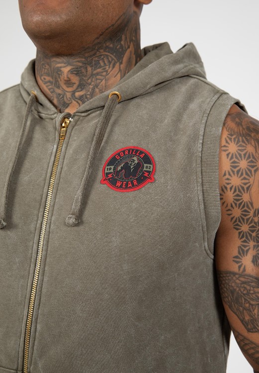silverdale sleeveless hoodie - army green