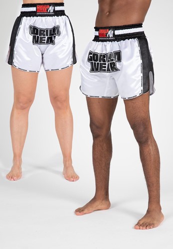 Piru Muay Thai Shorts - White/Black - L