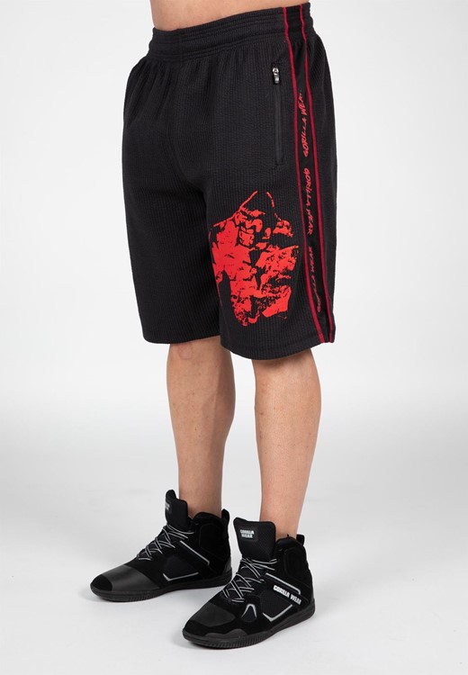 Buffalo Old School Workout Shorts - Black/Red - S/M