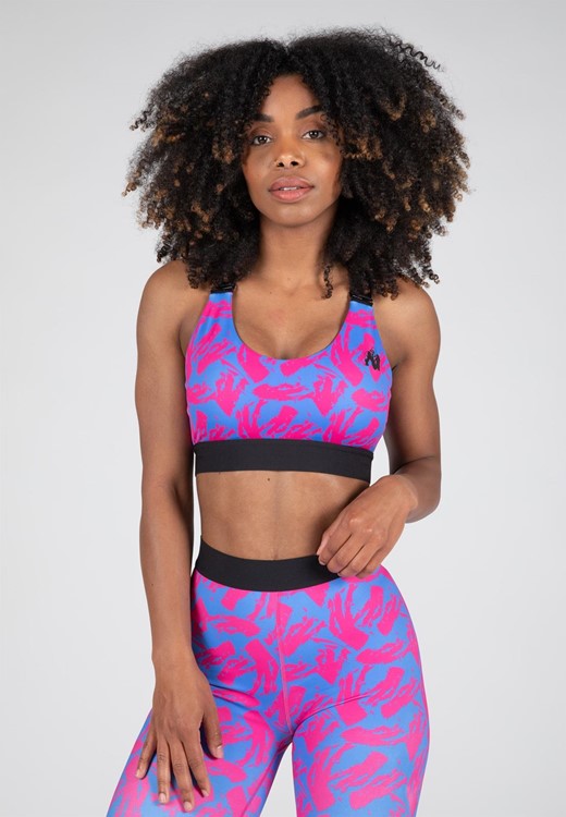 Colby Sports Bra - Blue/Pink - L