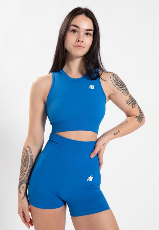 Olivia Seamless Crop Top - Blue - M/L
