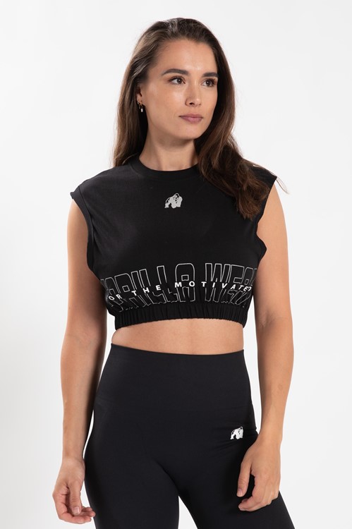 Albion Oversized Crop Top - Black - XS