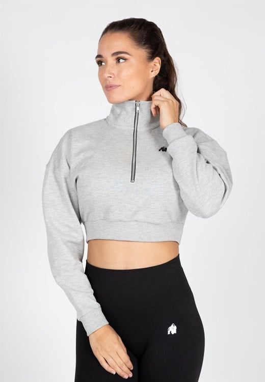 Ocala Cropped Half-Zip Sweatshirt - Gray - M