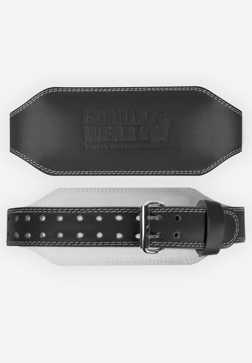 Gorilla Wear 6 Inch Padded Leather Lifting Belt - Black/Black - 2XL/3XL