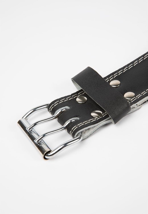 6 inch padded leather belt black/black