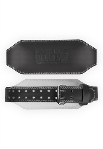 Gorilla Wear 6 Inch Padded Leather Lifting Belt - Black/Black - 2XL/3XL