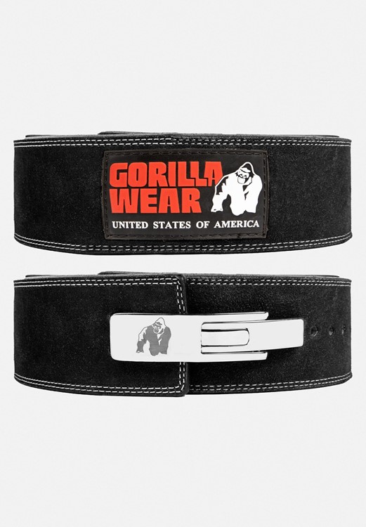 Gorilla Wear 4 Inch Leather Lever Belt - Black - L/XL
