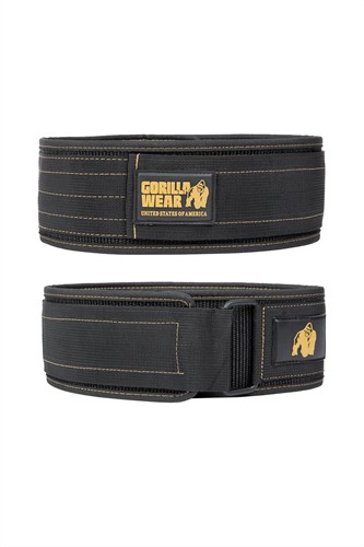 Gorilla Wear 4 Inch Nylon Lifting Belt - Black/Gold - L/XL