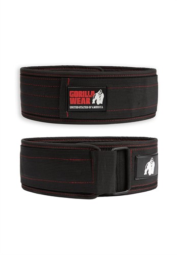 Gorilla Wear 4 Inch Nylon Lifting Belt - Black/Red Stitched - M/L
