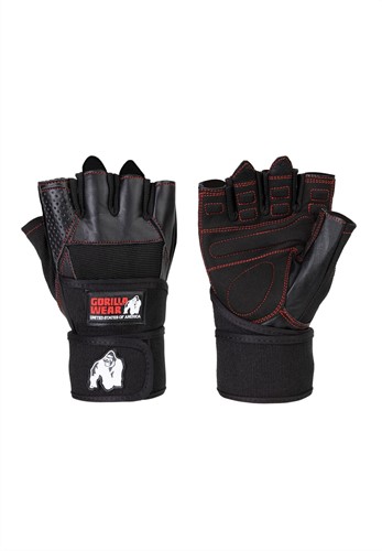 Dallas Wrist Wraps Gloves - Black/Red Stitched - M