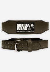 Gorilla Wear 4 Inch Padded Leather Lifting Belt - Army Green - L/XL