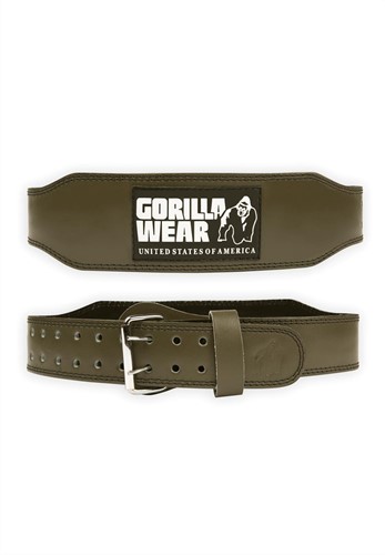 Gorilla Wear 4 Inch Padded Leather Lifting Belt - Army Green - S/M