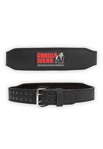 Gorilla Wear 4 Inch Padded Leather Lifting Belt - Black/Red - 2XL/3XL