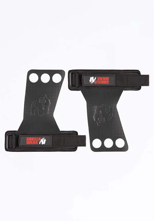 3-Hole Carbon Lifting Grips - Black - L