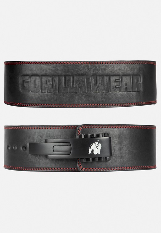 Gorilla Wear 4 Inch Premium Leather Lever Belt - Black - 2XL/3XL