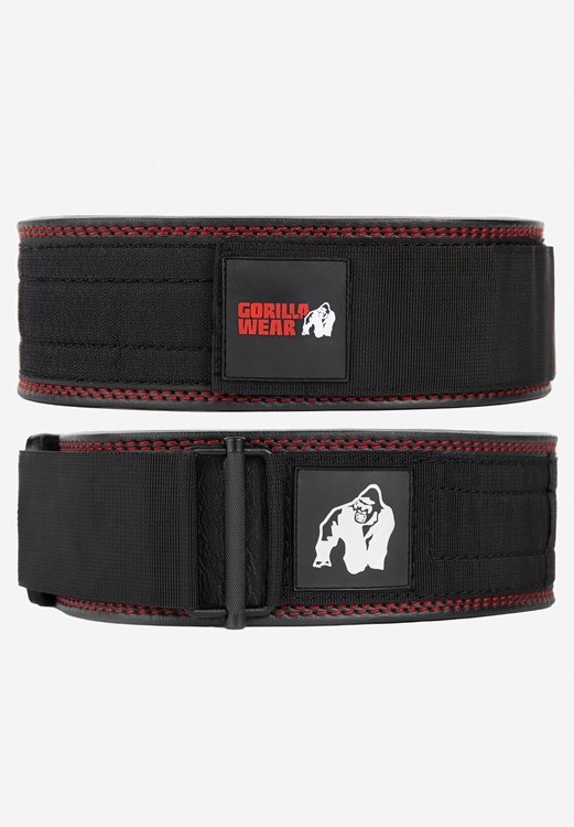 Gorilla Wear 4 Inch Premium Leather Lifting Belt - Black - L/XL