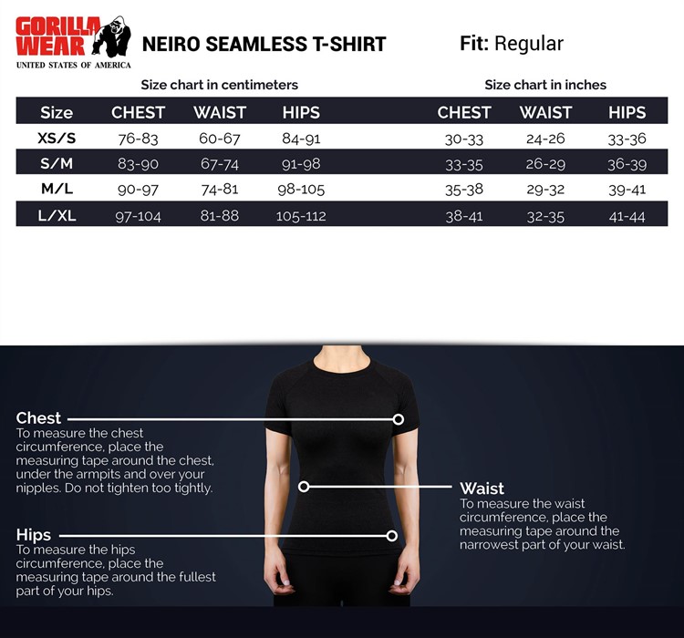 Neiro T-Shirt size chart
